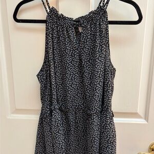 LOFT Black Floral Sleeveless Blouse